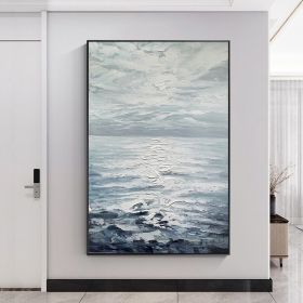 Hand Painted Abstract Landscape Oil Painting Oil Painting Seascape Clouds Nordic Wall Art Picture Modern Living Room Decor (size: 60x90cm)