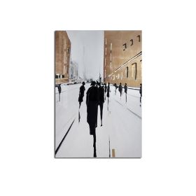 100% Hand Painted Abstract Oil Painting Wall Art Modern Figure Stand On the Street On Canvas Home Decoration For Living Room No Frame (size: 90x120cm)